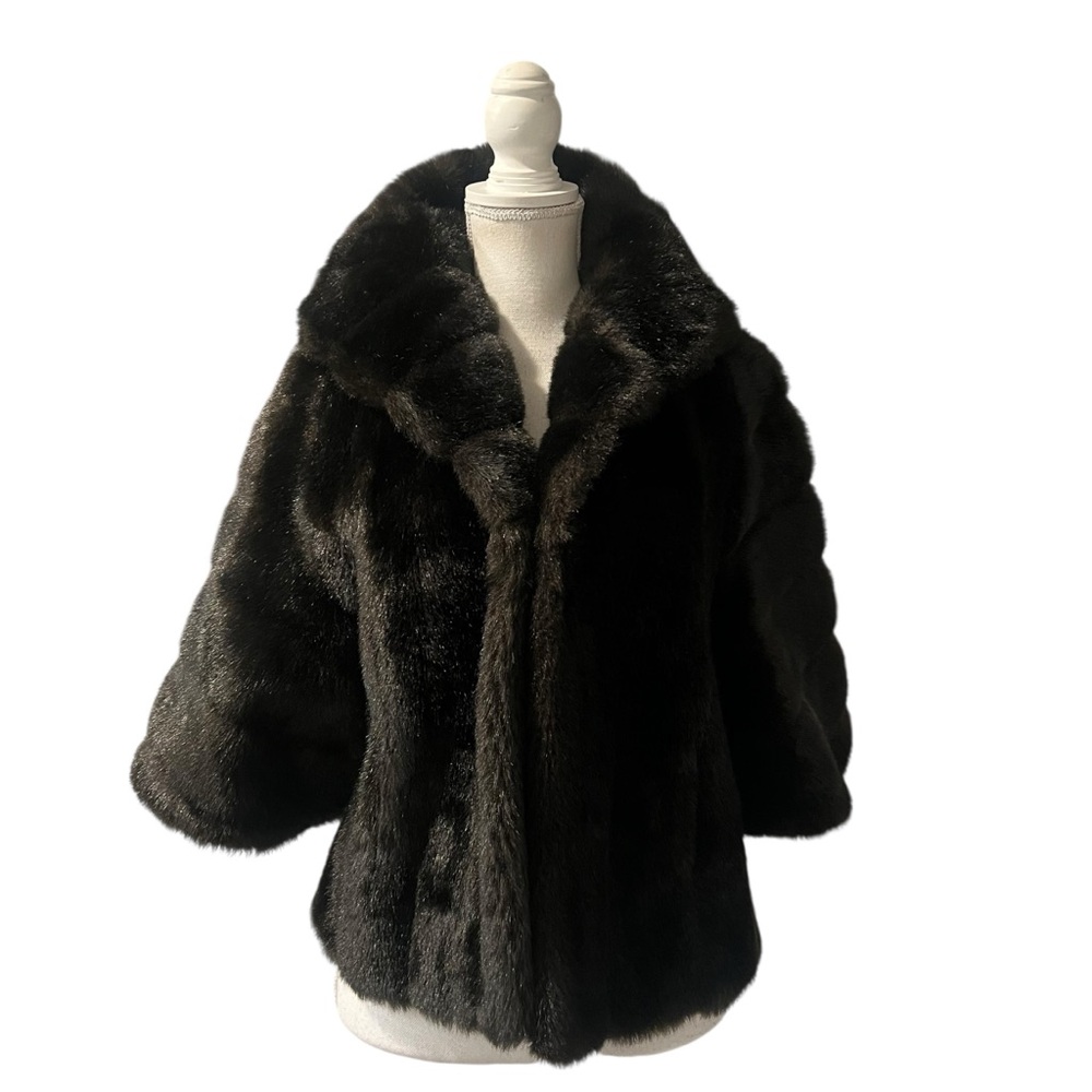 Vintage 1960’s Regina Glenara by Glenoit Chocolate Brown Faux Fur Cape Jacket